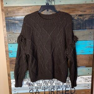 NWOT American Eagle Cable Knit Fringe Sweater Small